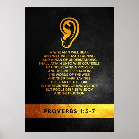 Proverbs 1:5-7 Bijbelversie Poster (Voorkant)