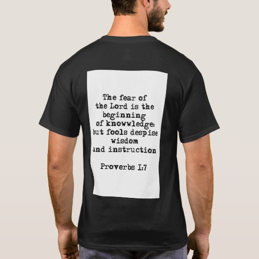 Proverbs 1:7| De angst van de Heer T-shirt (Achterkant)