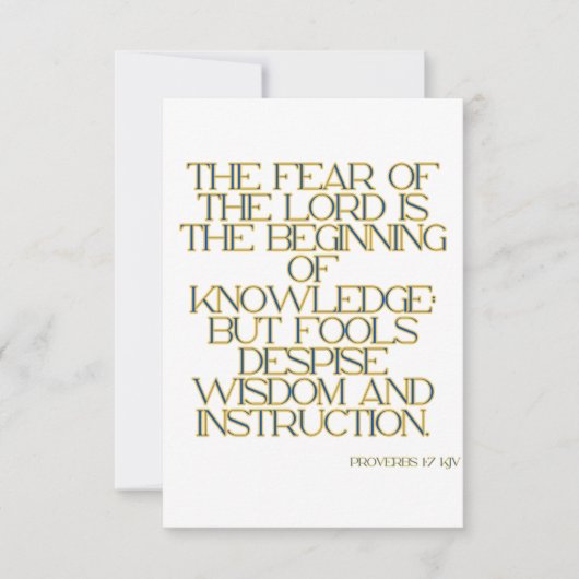 Proverbs 1:7 KJV Bijbelscriptgroet Kaart (Voorkant)