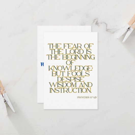 Proverbs 1:7 KJV Bijbelscriptgroet Kaart (Voorkant / Achterkant in situ)
