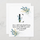 Proverbs 20:11, Letter E, Waterverf-scriptkaart (Voorkant / Achterkant)