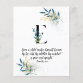 Proverbs 20:11, Letter E, Waterverf-scriptkaart (Voorkant)