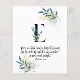 Proverbs 20:11, Letter E, Waterverf-scriptkaart