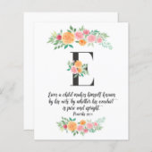 Proverbs 20:11, Letter E, Waterverf-scriptkaart (Voorkant / Achterkant)