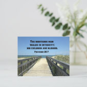 Proverbs 20:7 Het juiste man loopt in integriteit Briefkaart (Staand voorkant)