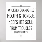 Proverbs 21:23 Bijbelverse Poster (Voorkant)