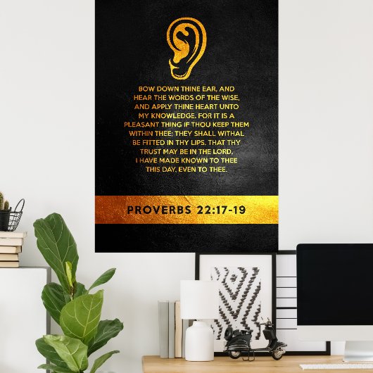 Proverbs 22:17-19 Bijbelversie Poster (Thuiskantoor)