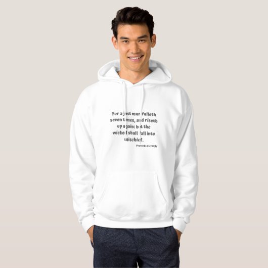 Proverbs 24:16 KJV Bijbel Verse Scripture Mannen Hoodie (Voorkant volledig)