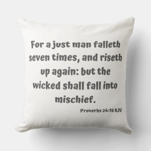 Proverbs 24:16 KJV Bijbelversie-scripts Kussen