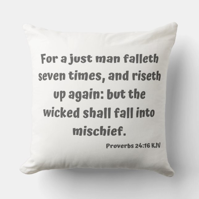 Proverbs 24:16 KJV Bijbelversie-scripts Kussen (Voorkant)