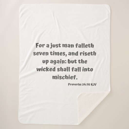Proverbs 24:16 KJV Bijbelversie-scripts Sherpa Deken (Voorkant)