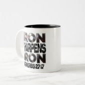 Proverbs 27-17 IJzeren scherpen IJzer Tweekleurige Koffiemok (Voorkant links)