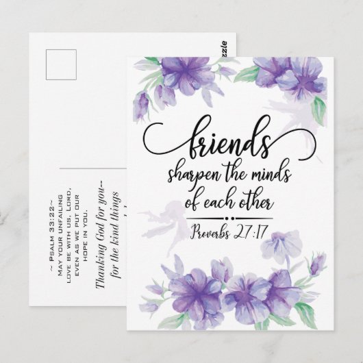 Proverbs 27:17 Vrienden verscherpen de Minds Briefkaart (Voorkant / Achterkant)