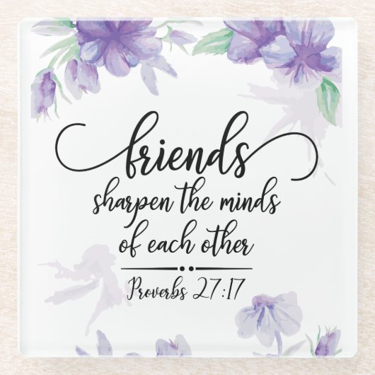 Proverbs 27:17 Vrienden verscherpen de Minds Glazen Onderzetter (Voorkant)