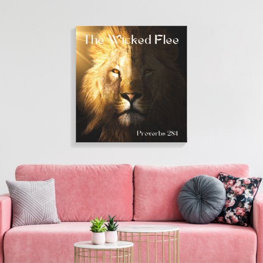 Proverbs 28:1 Bijbelse Scripture Bold Lion Canvas (Insitu (Woonkamer))
