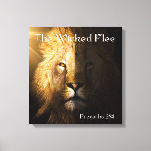 Proverbs 28:1 Bijbelse Scripture Bold Lion Canvas Afdruk