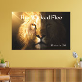 Proverbs 28:1 Bijbelverse bold lion canvas Afdruk (Insitu (Woonkamer))