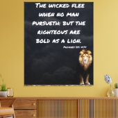 Proverbs 28:1 Bijbelverse lion Canvas wandkunst (Insitu (Woonkamer))