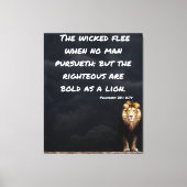 Proverbs 28:1 Bijbelverse lion Canvas wandkunst Afdruk (Voorkant)