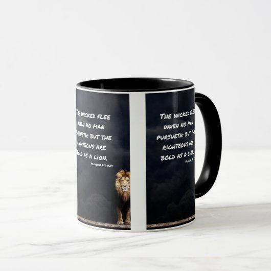 Proverbs 28:1 KJV Bijbelscripts Tweetone Mok (Voorkant rechts)