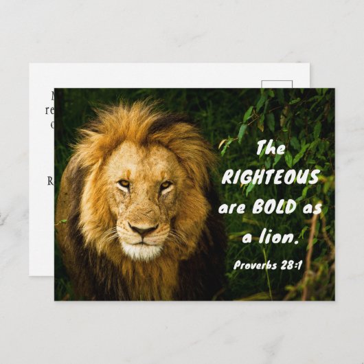Proverbs 28:1 Righteous zijn gebold als een leeuwb Briefkaart (Voorkant / Achterkant)