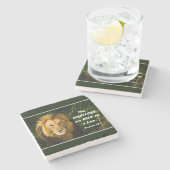 Proverbs 28:1 Righteous zijn gebold als een leeuwb Stenen Onderzetter (Zijkant)