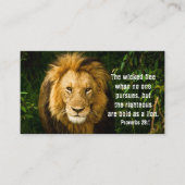 Proverbs 28:1 Righteous zijn gebold als een leeuwb Visitekaartje (Voorkant)
