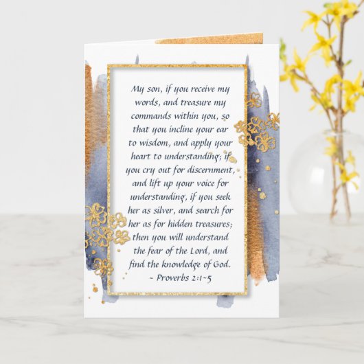 Proverbs 2:1-5 Inline uw oor tot de wijsheid Kaart (Gele Bloem)