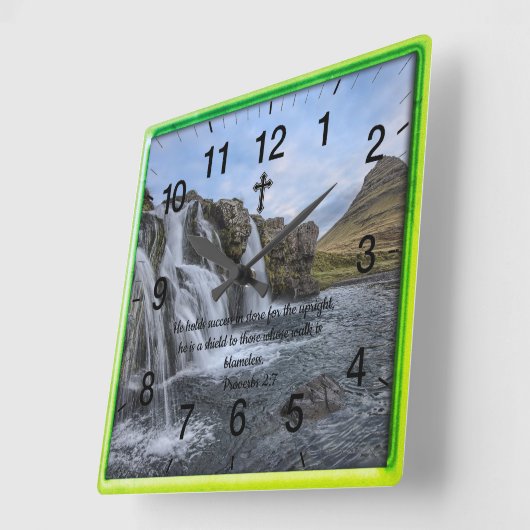 Proverbs 2:7: Christelijk trouw gebed Vierkante Klok (Hoek)