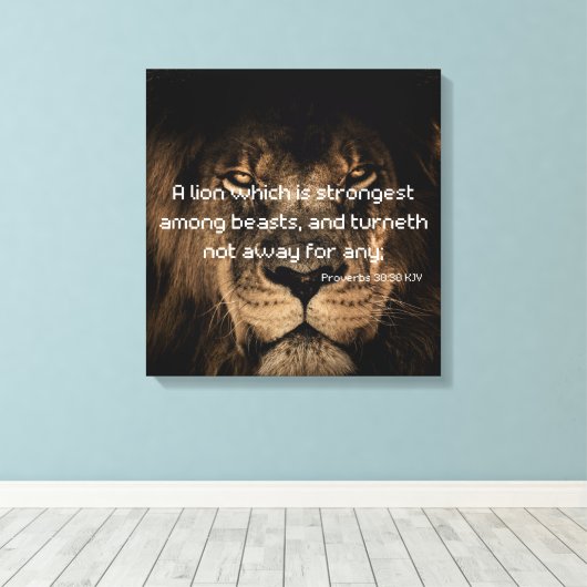 Proverbs 30:30 Bijbelse lion Canvas Art (Insitu (Houten vloer))