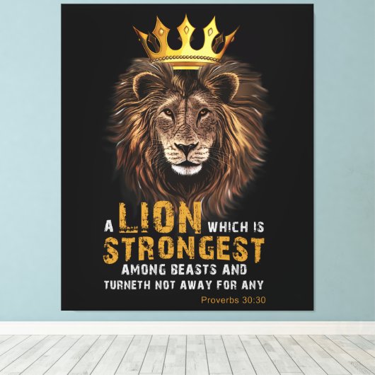Proverbs 30:30 Bijbelse lion Canvas Art (Insitu (Houten vloer))