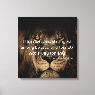Proverbs 30:30 Bijbelse lion Canvas Art Afdruk