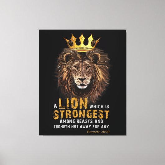 Proverbs 30:30 Bijbelse lion Canvas Art Afdruk (Voorkant)