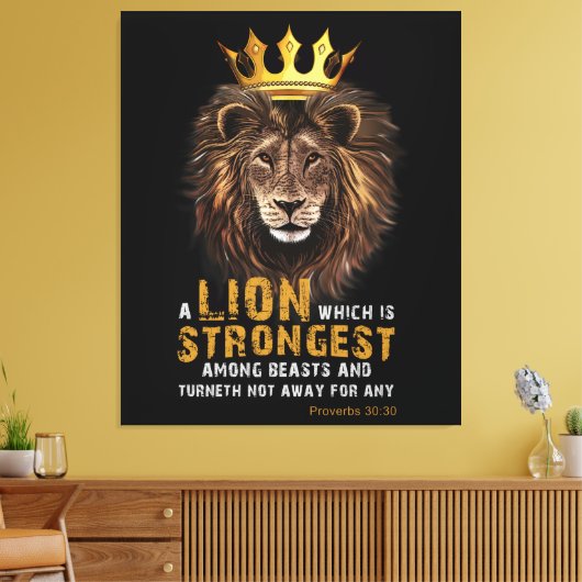 Proverbs 30:30 Bijbelse lion Canvas Art Afdruk (Insitu (Woonkamer))