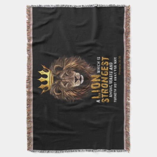 Proverbs 30:30 KJV Bijbelscriptcitaat voor scripts Deken (Voorkant Verticaal)