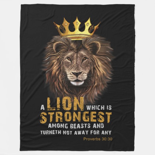 Proverbs 30:30 KJV Bijbelscriptcitaat voor scripts Fleece Deken (Voorkant)