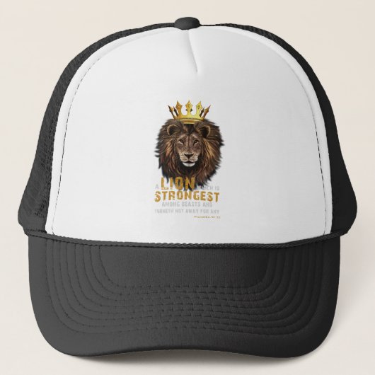 Proverbs 30:30 KJV Bijbelscriptcitaat voor scripts Trucker Pet (Voorkant)