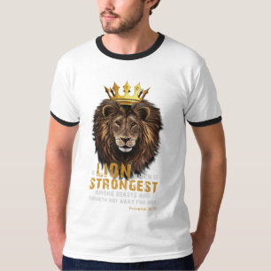 Proverbs 30:30 KJV Bijbelscriptie Mannen Ringer T-shirt