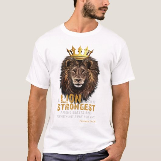 Proverbs 30:30 KJV Bijbelscripts Unisex T-shirt (Voorkant)