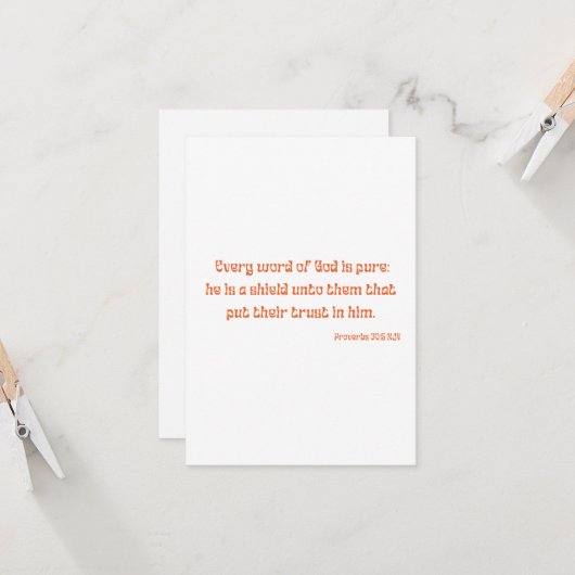 Proverbs 30:5 Bijbel Verse Scripture Flat Greeting Kaart (Voorkant / Achterkant in situ)