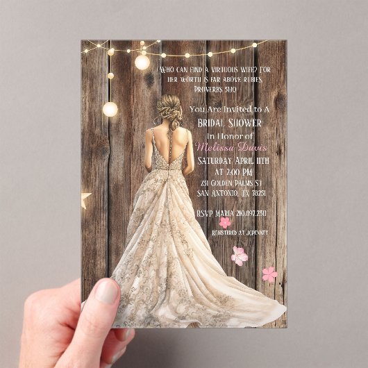 Proverbs 31:10 Bridal Shower Invitation Acryl Uitnodigingen (Insitu (Draagbaar))
