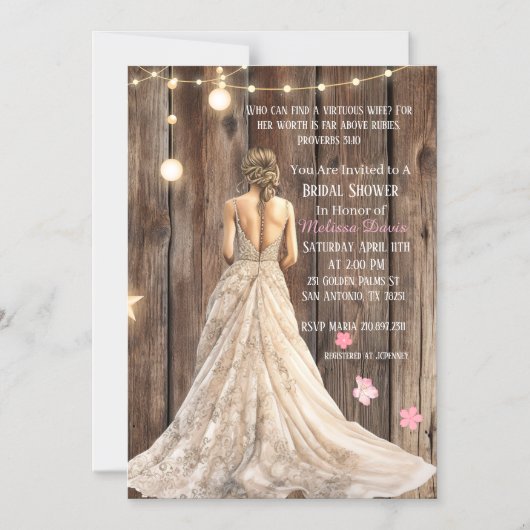 Proverbs 31:10 Bridal Shower Invitation Magnetische Uitnodiging (Voorkant)