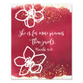 Proverbs 31:10, edele dan hondsdolheid, geschrift foto afdruk (Voorkant)