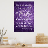 Proverbs 31:25 Bijbelvers Poster (Keuken)