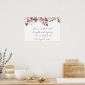 Proverbs 31:25, Bijbelverse afdrukken, kracht Poster (Keuken)