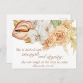 Proverbs 31:25 Bijbelverse Motivatie Briefkaart (Voorkant / Achterkant)