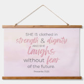 Proverbs 31:25 Bijbelwandtapijten Hangend Wandkleed (Voorkant)