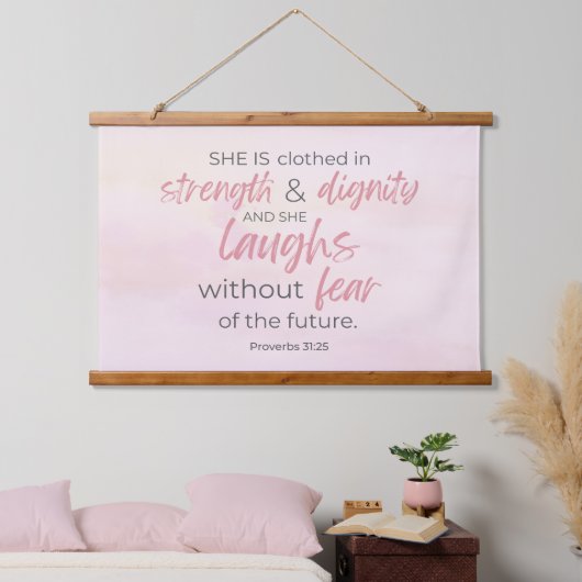 Proverbs 31:25 Bijbelwandtapijten Hangend Wandkleed (Slaapkamer)