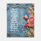 Proverbs 31:25 Fleece Blanket Bible Verse Floral (Voorkant)