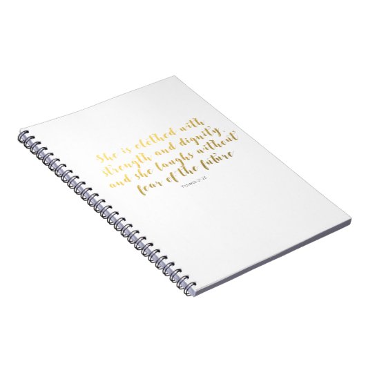 Proverbs 31:25-laptop - Gold Faux-foliescript Notitieboek (Rechterzijde)